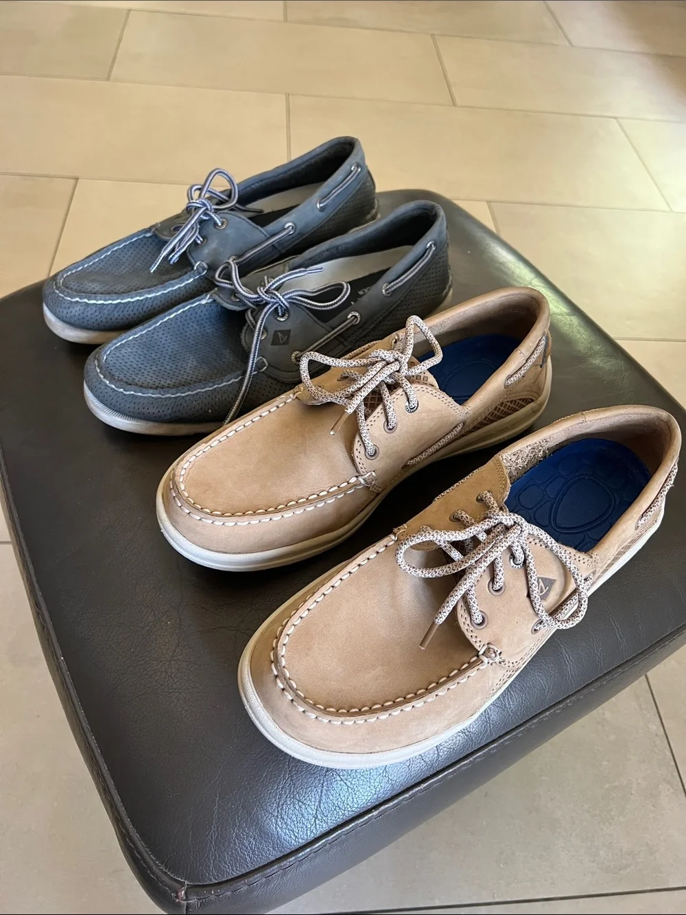 Men's Boat Shoes in Tan and Gray Sperry